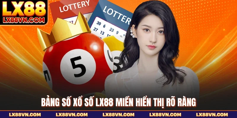 Bảng số xổ số LX88 miền hiển thị rõ ràng